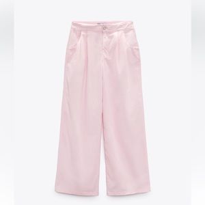 Zara Pale Pink WIDE LEG PANTS WITH DARTS. Size M